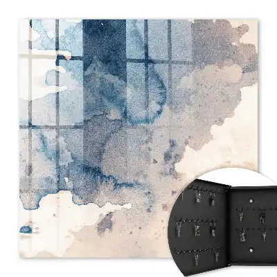 Wall mounted key box Watercolor stains with brown accents