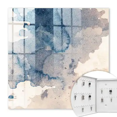 Wall mounted key box Watercolor stains with brown accents