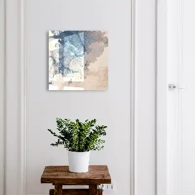 Wall mounted key box Watercolor stains with brown accents