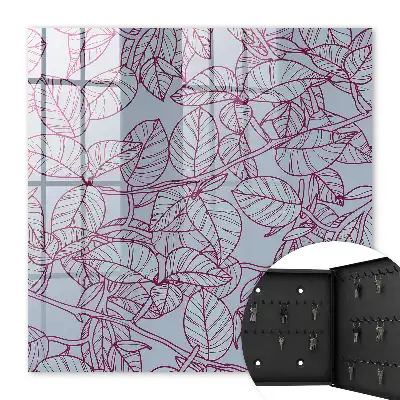 Wall mounted key box Burgundy leaves outline