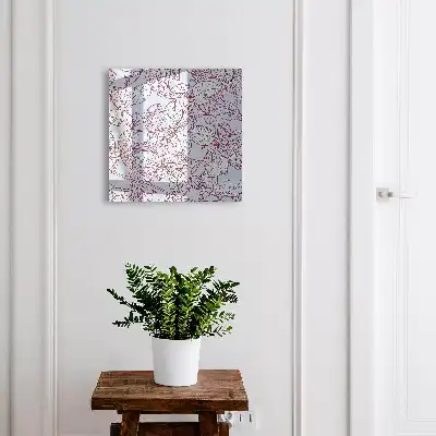 Wall mounted key box Burgundy leaves outline