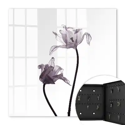 Wall mounted key cabinet Minimalist flowers in a light background