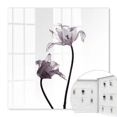 Wall mounted key cabinet Minimalist flowers in a light background