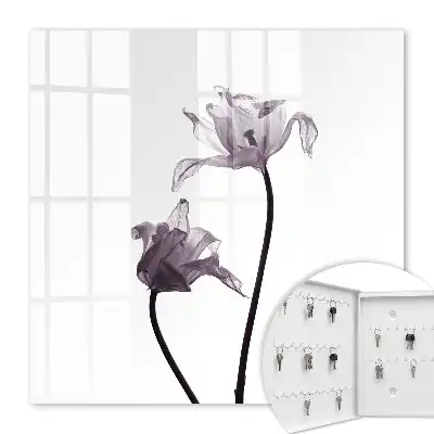 Wall mounted key cabinet Minimalist flowers in a light background