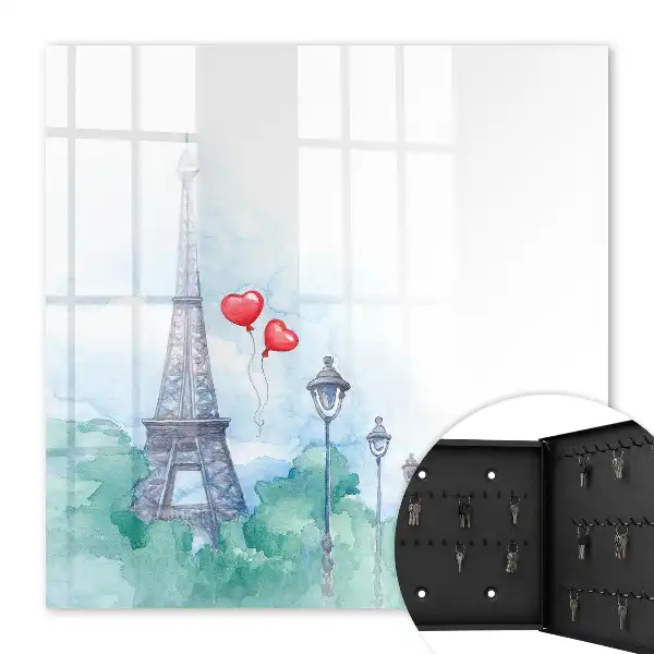 Key cabinet Parisian scenery with blue background