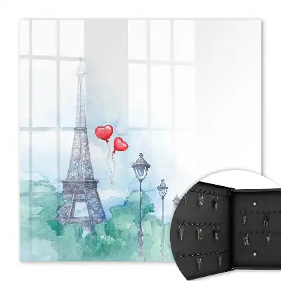 Key cabinet Parisian scenery with blue background