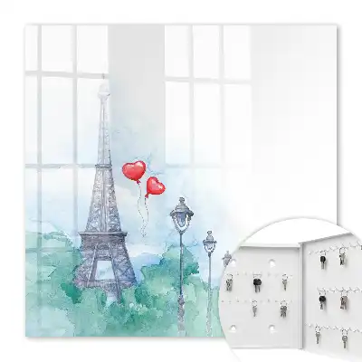Key cabinet Parisian scenery with blue background