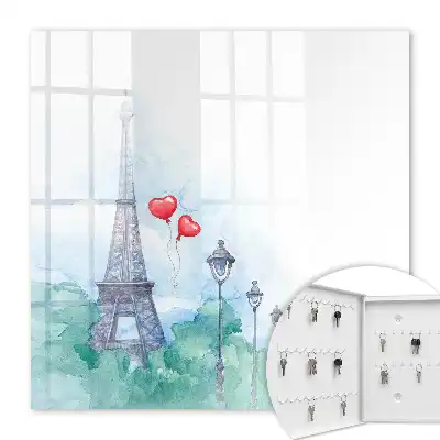 Key cabinet Parisian scenery with blue background