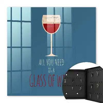 Decorative key box Glass of wine with inspirational inscription