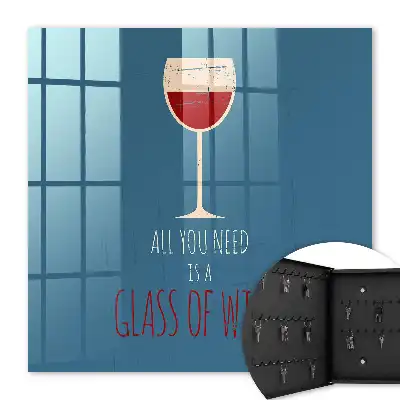 Decorative key box Glass of wine with inspirational inscription