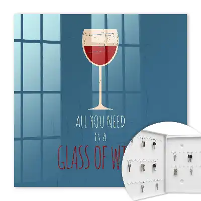 Decorative key box Glass of wine with inspirational inscription