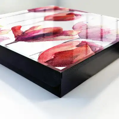 Wall mounted key cabinet Tulips in red and pink