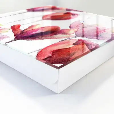 Wall mounted key cabinet Tulips in red and pink