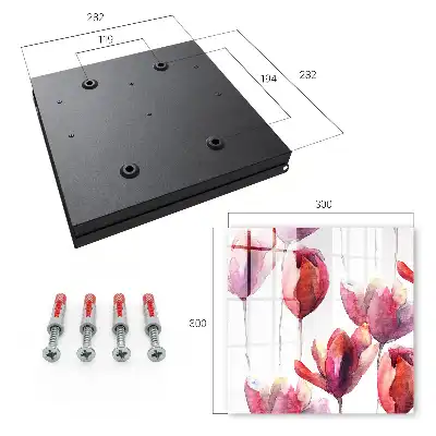 Wall mounted key cabinet Tulips in red and pink
