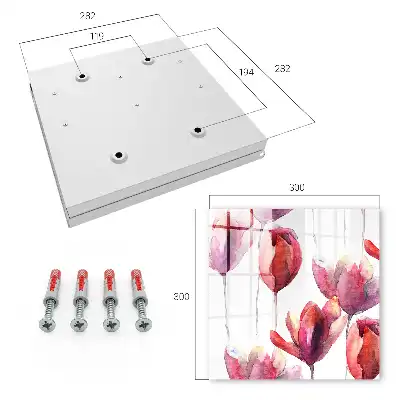 Wall mounted key cabinet Tulips in red and pink