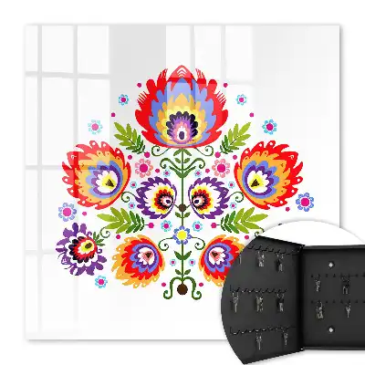 Key cabinet Folk style flowers