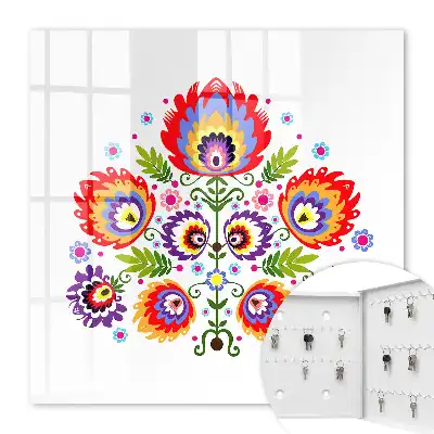 Key cabinet Folk style flowers