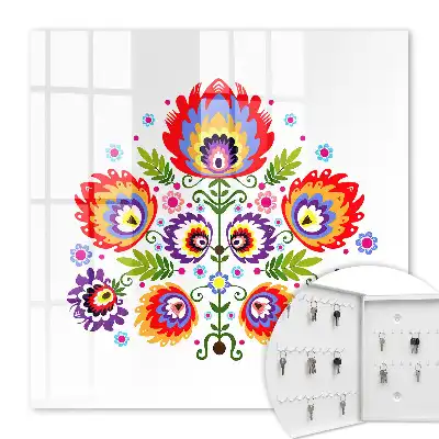 Key cabinet Folk style flowers