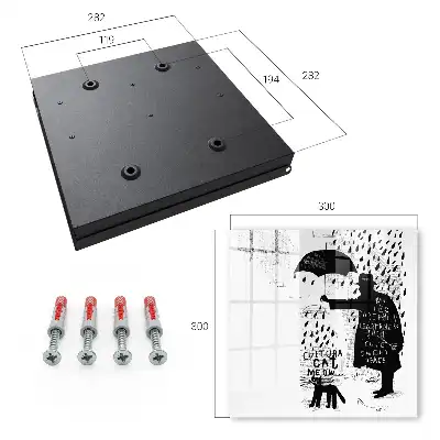 Wall mounted key cabinet Black silhouette with mysterious inscriptions
