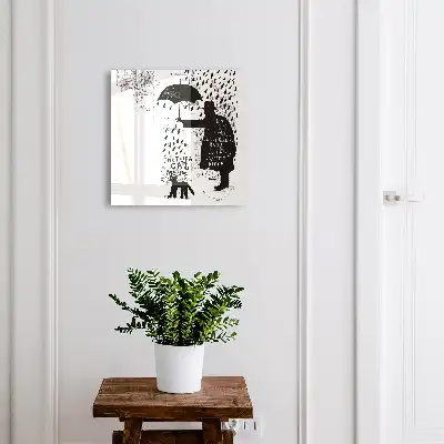 Wall mounted key cabinet Black silhouette with mysterious inscriptions