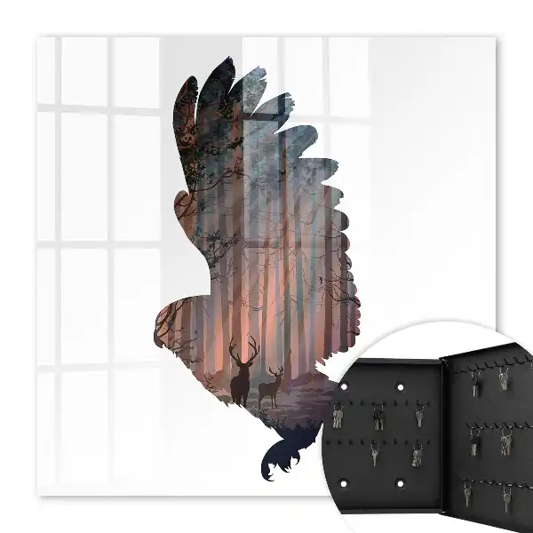 Wall mounted key cabinet Forest bird harmony of nature
