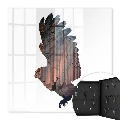 Wall mounted key cabinet Forest bird harmony of nature