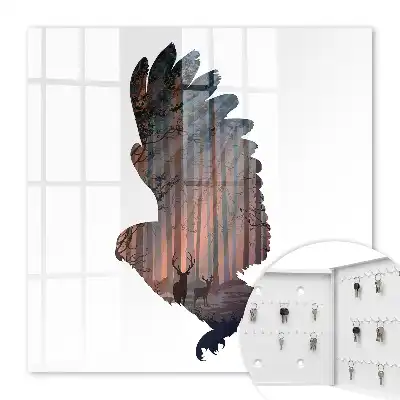 Wall mounted key cabinet Forest bird harmony of nature