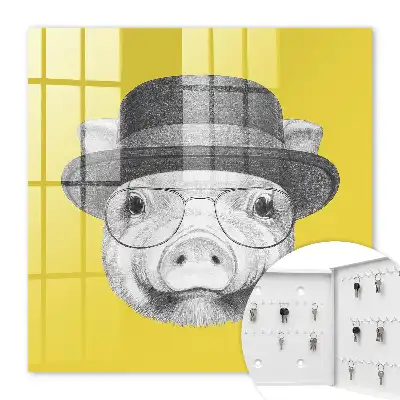 Yellow Pig Wall Mounted Key Box