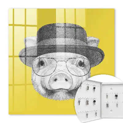 Yellow Pig Wall Mounted Key Box