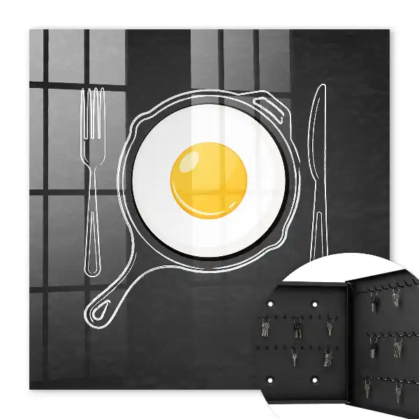 Decorative key box Fried egg with black background