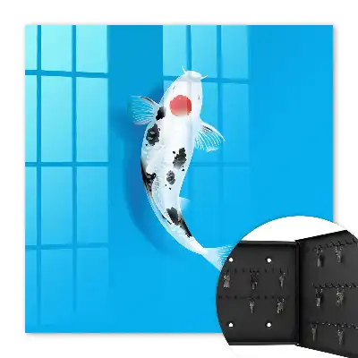 Wall mounted key cabinet Koi fish with blue background