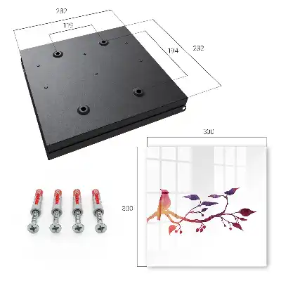 Decorative key box A branch with a bird in red and purple colors