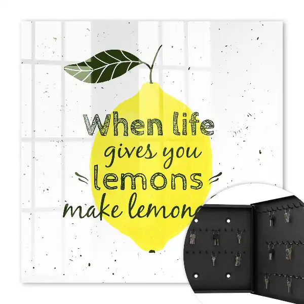Wall mounted key box Lemon motif in handcrafted style