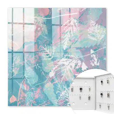 Key cabinet Pastel leaves in the delicate background