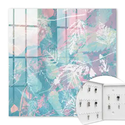 Key cabinet Pastel leaves in the delicate background