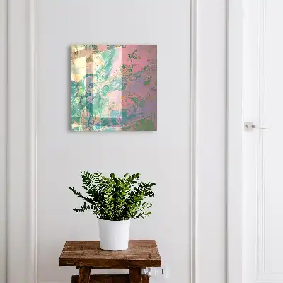 Wall mounted key box Plant abstraction in pastel colors