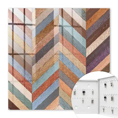 Decorative key box Herringbone style in earthy tones