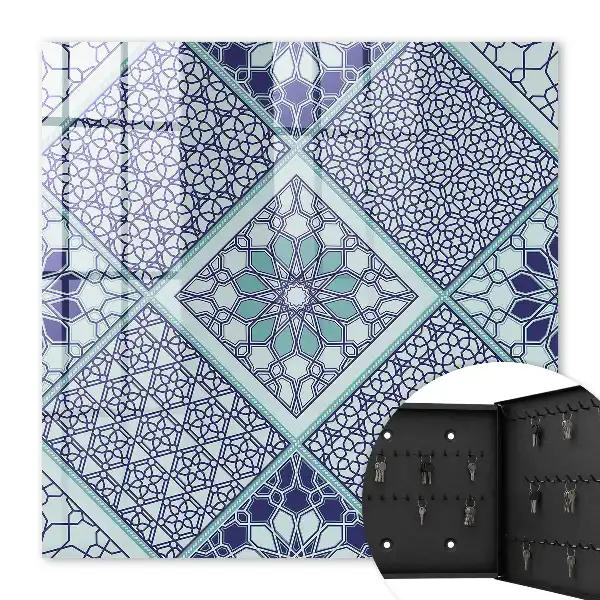 Key cabinet Geometric pattern in shades of blue