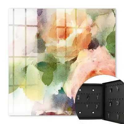 Wall mounted key cabinet Floral motif in pastel colors