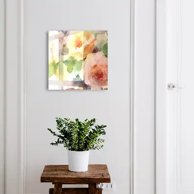 Wall mounted key cabinet Floral motif in pastel colors