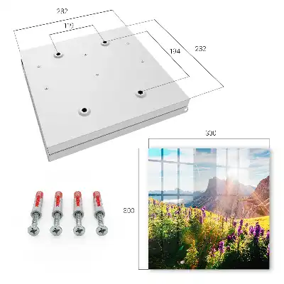 Wall mounted key cabinet A mountain idyll with flowers and sun