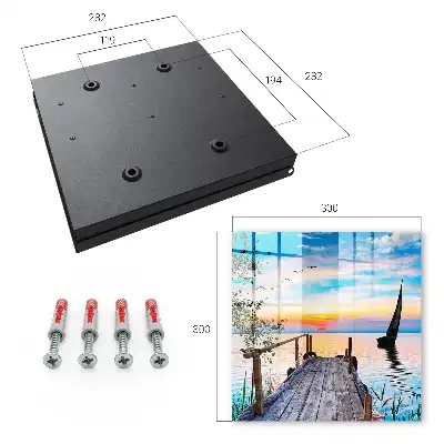 Wall mounted key box Peaceful lake landscape with a sailboat