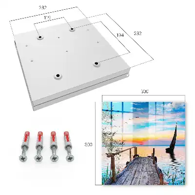 Wall mounted key box Peaceful lake landscape with a sailboat