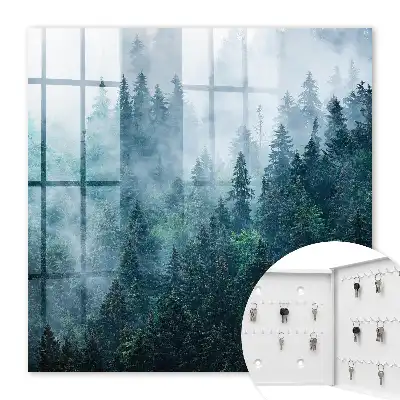 Key box for home Green forest in the morning fog