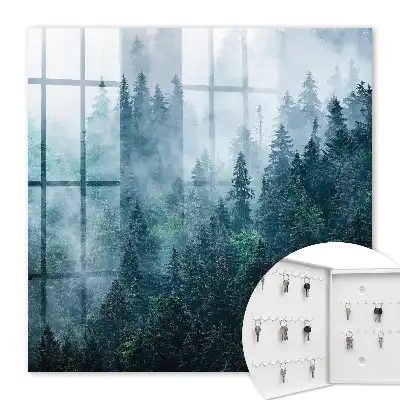 Key box for home Green forest in the morning fog