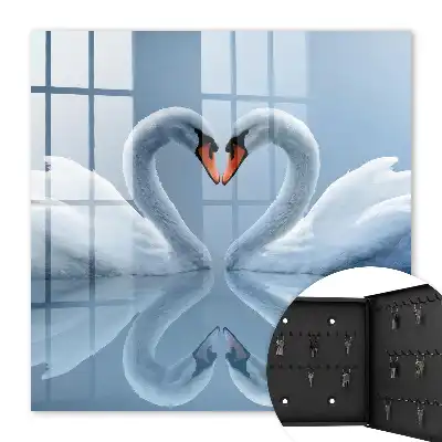 Decorative key box Swan love heart