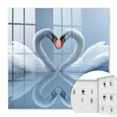 Decorative key box Swan love heart