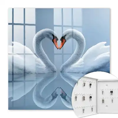 Decorative key box Swan love heart