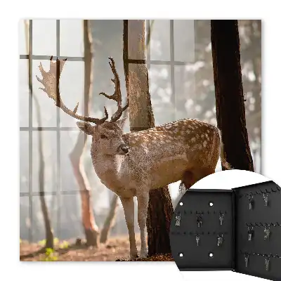 Wall mounted key box Deer in the forest at sunset
