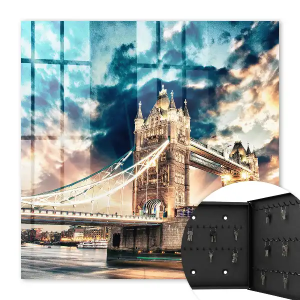 Decorative key box An urban landscape full of clouds